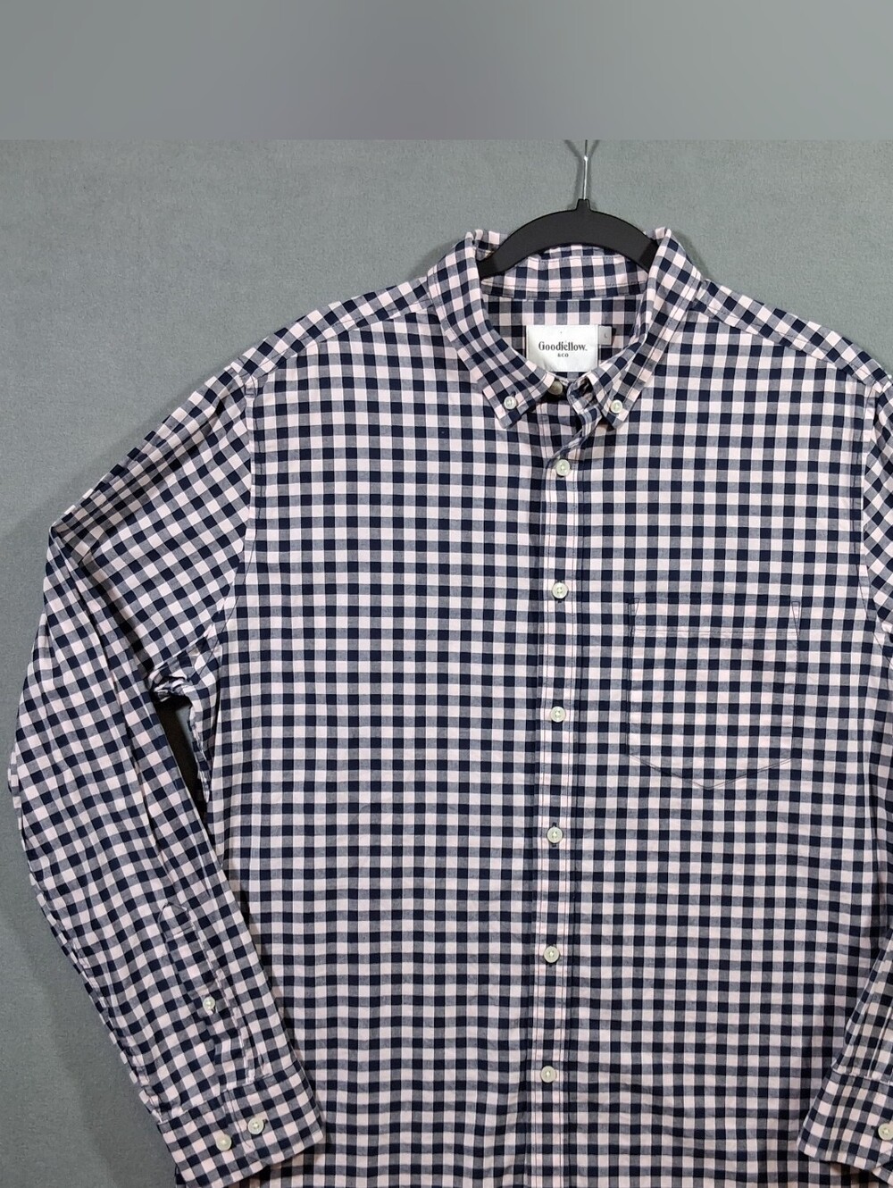 Mens Large Goodfellow & Co LS Button-Down Blue/White Preppy Office Biz Casual